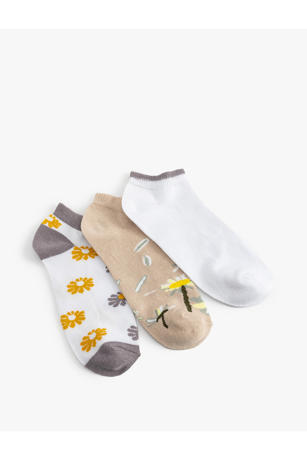 Floral 3-Piece Booties Socks Set Multicolored