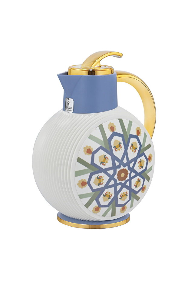 Glory Al-Jawhara Thermos, 900 ml, glass inner container, plastic outer shell - white