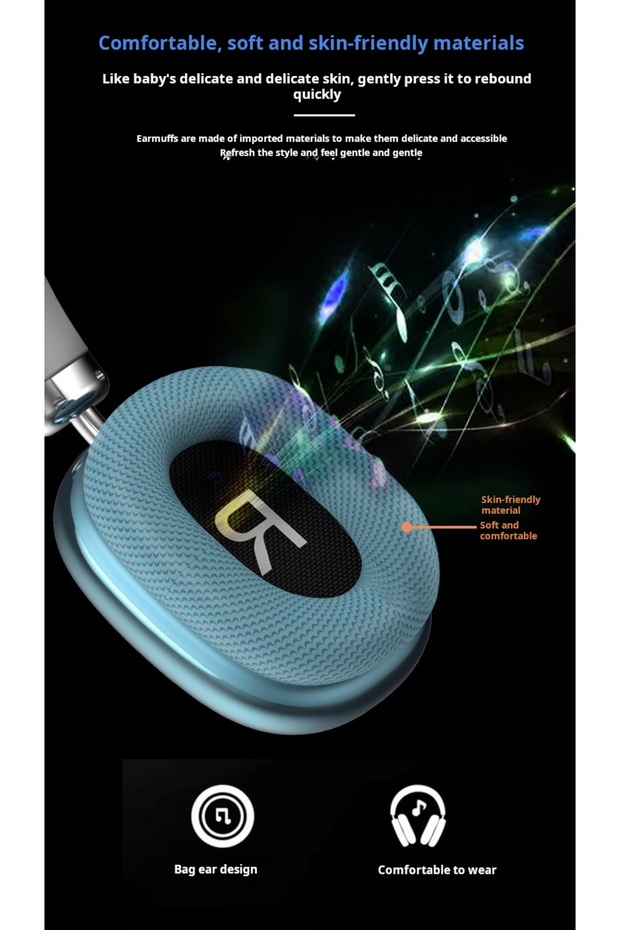 P9 2025 Kulak Üstü Bluetooth Kulaklık Şık Ve Ergonomik Tasarım Spor Müzik Oyun Çantalı Kulaklık - 4