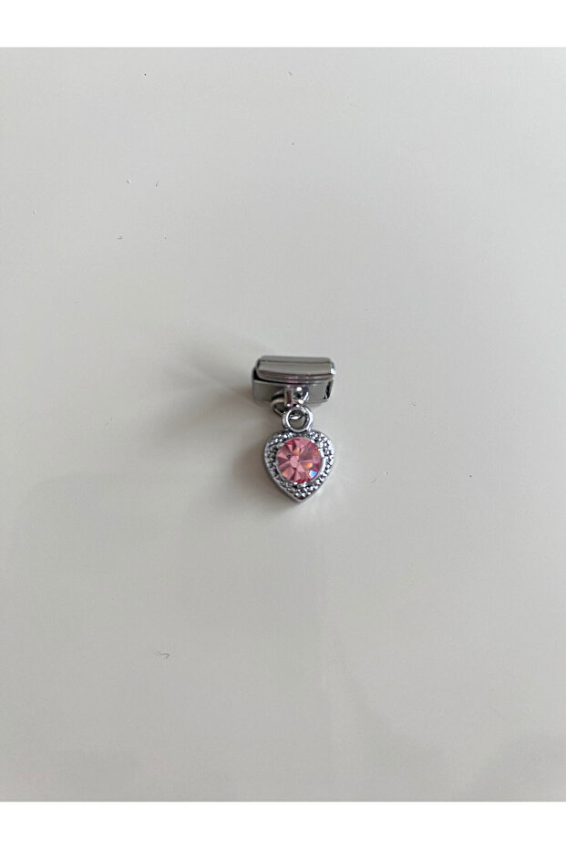 Stainless Steel Pink Heart Italian Bracelet Charm
