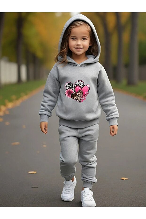 Children's Printed Hooded Tracksuit Set