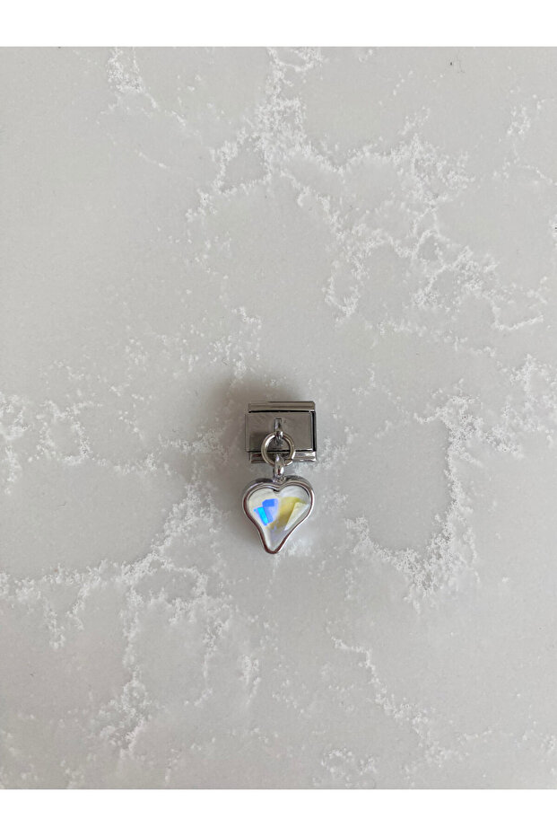 Stainless Steel Hologram Series Heart Italian Bracelet Charm