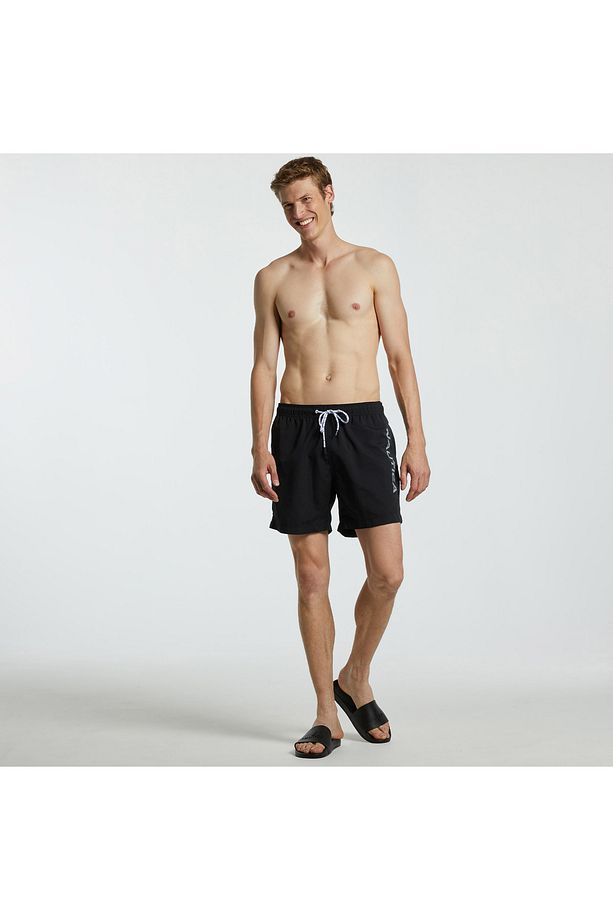 Erkek Siyah Regular Fit Deniz Şortu - 1
