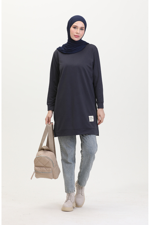Tear detailed sports tunic 0269-10 dark navy blue