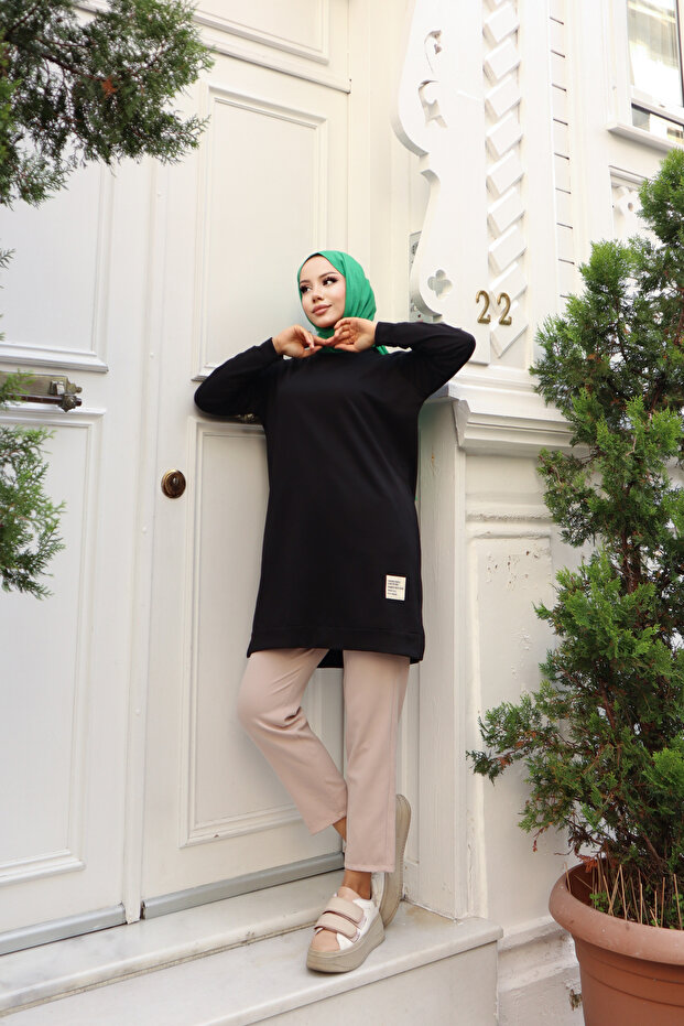 Crew Neck Two Thread Hijab Tunic - 2