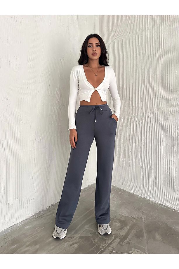 Şardonlu Modal Eşofman Altı -geniş Paça Eşofman Altı - 3