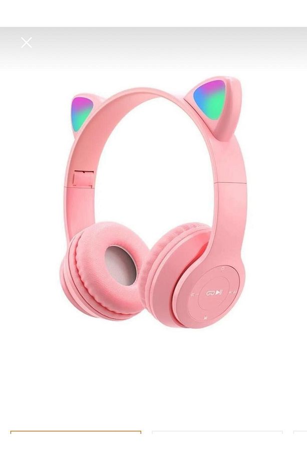 Kedi Kulağı Bluetooth Kablosuz Kulaklık Rengarenk Işıklı Rgb Mavi Çocuk Oyun Kulaklığı - 1