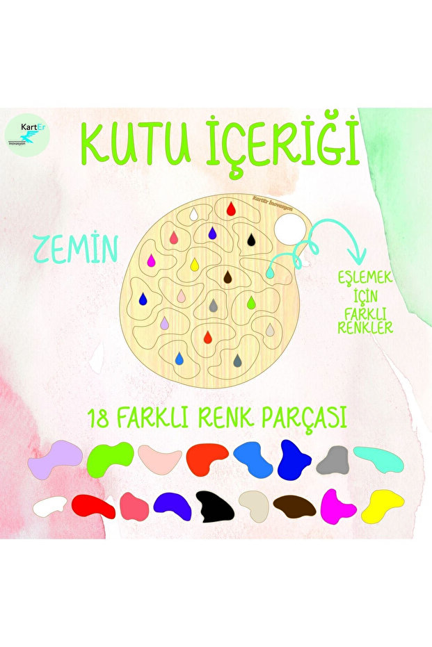 Renkler 18 Parca Egitici Oyuncak, Ahsap Renkler Oyuncak, Montessori Egitici Oyun Renkler - 9
