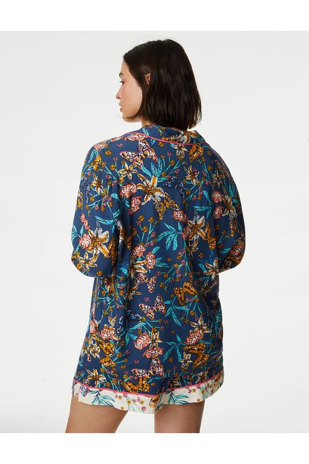 Kelebek Desenli Uzun Kollu Pijama Üstü - 1