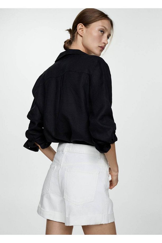 Yüksek belli denim şort - 4