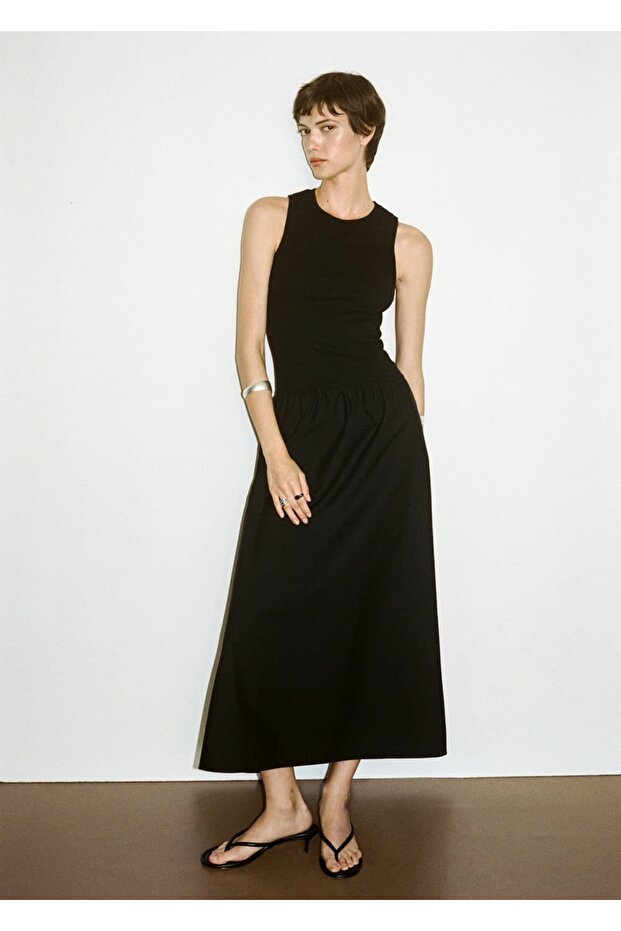 Kombine evaze elbise - 5