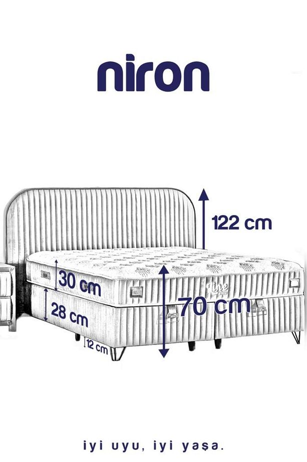 Line Visco Lüks Yatak Baza ve Başlık Seti 180x200 cm Çift Kişilik Yatak Baza Başlık Takımı Koyu Gri - 6