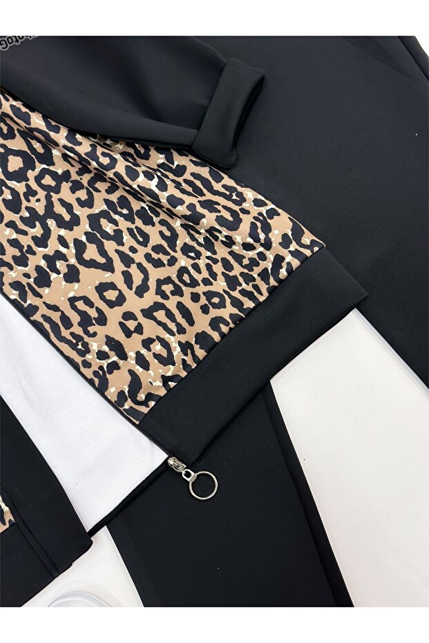 بدلة مزدوجة بسحاب منقوشة بنقشة ليوبارد - 6