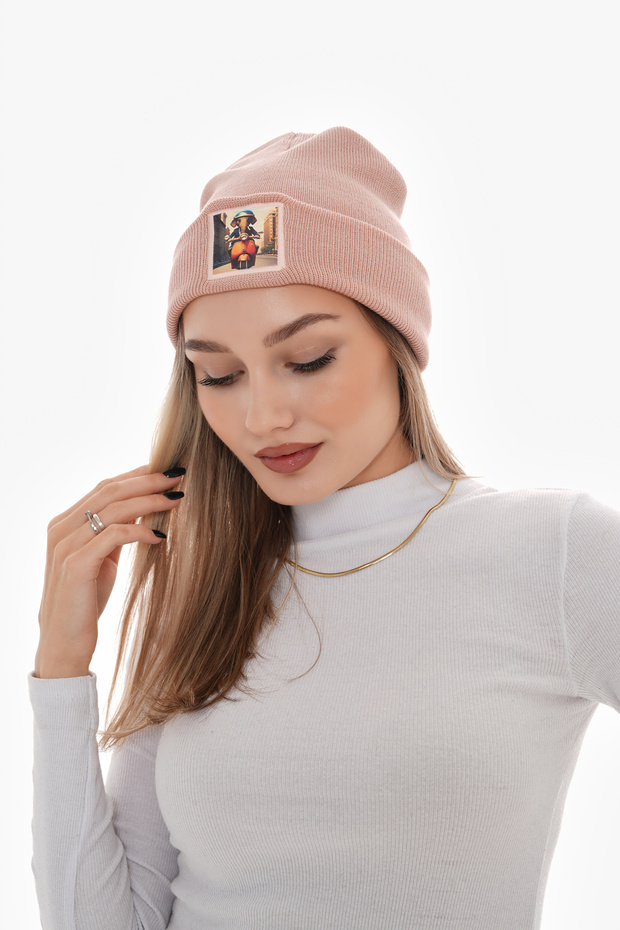 Unisex Beanie Beanie with Acrylic Knitted Logo (Helmet)