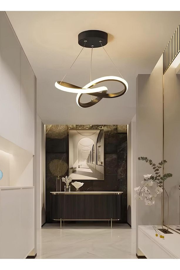 Modern Tekli Sarkıt Power Led Avize Antrasit Beyaz Işık Ledli Avize - 1