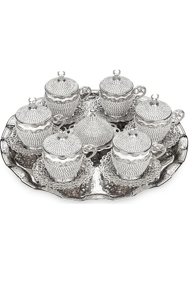 Kahve Fincanı Lokumluk Seti Türk Arap Kahvesi Espresso Fincan Tabağı Kristal Set 6 Lı Set - 4