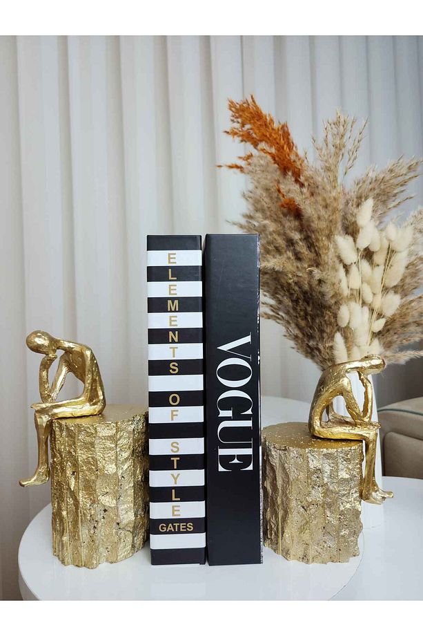 2' li Gold Kütük Kitap Tutacağı Biblo - 1