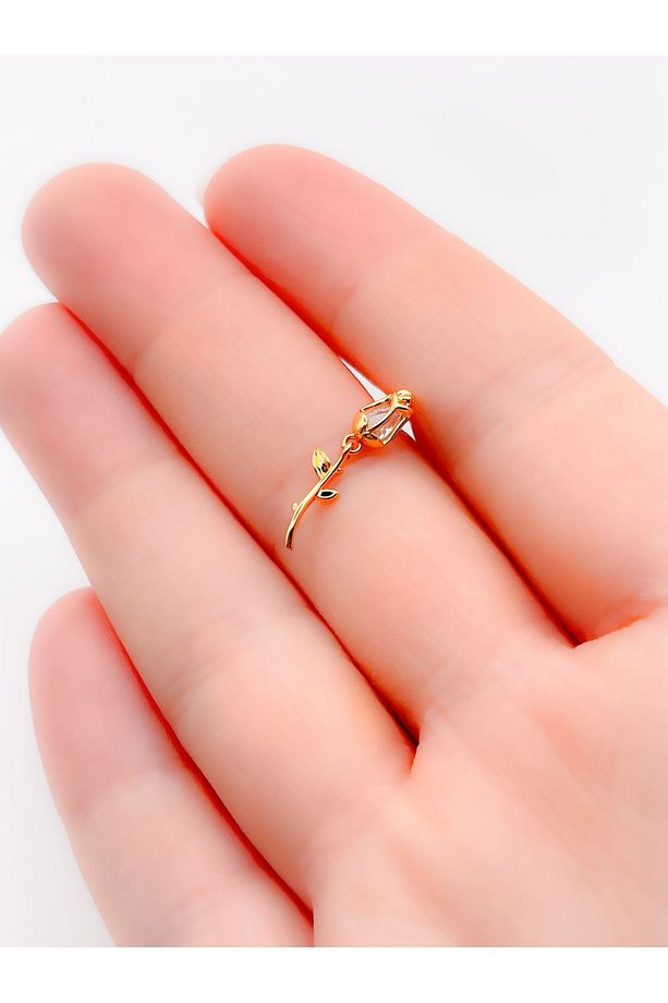 Cerrahi Çelik Piercing Zirkon Taşlı Gül Figürlü Kıkırdak Helix Tragus Piercing(1adet) - 3