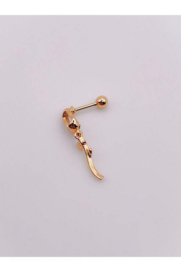 Cerrahi Çelik Piercing Zirkon Taşlı Gül Figürlü Kıkırdak Helix Tragus Piercing(1adet) - 4