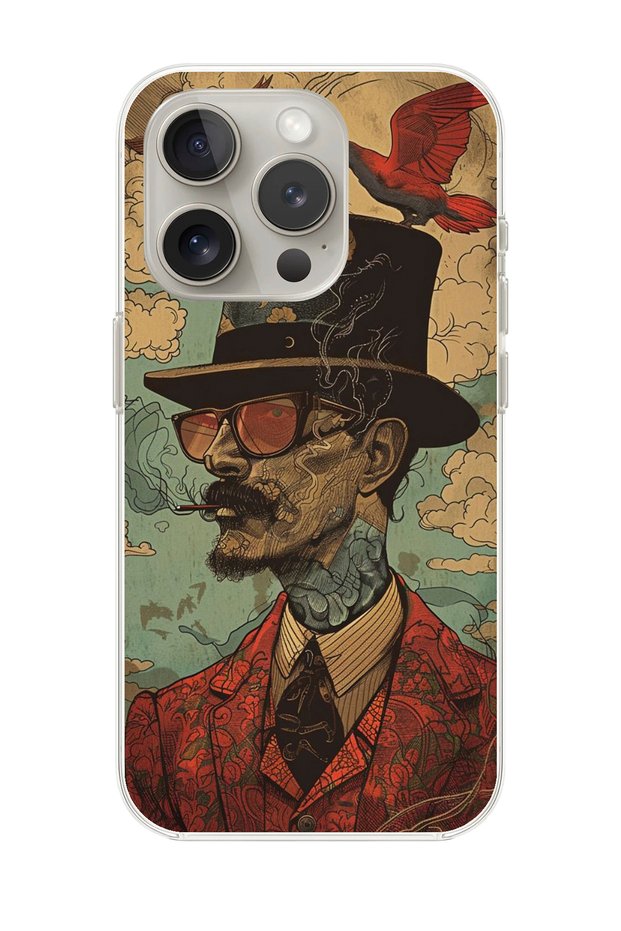 iPhone 14 Pro Compatible Transparent Case with Trilby Design