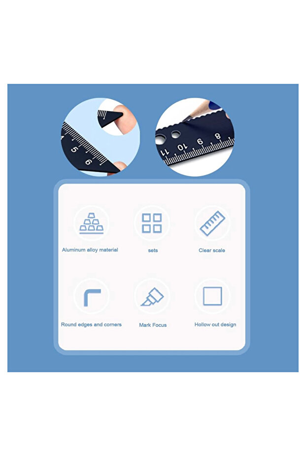 4 Pcs Geometry Miter Angle Finder Ruler Set Angle Gauge, Triangle Ruler Set - 5