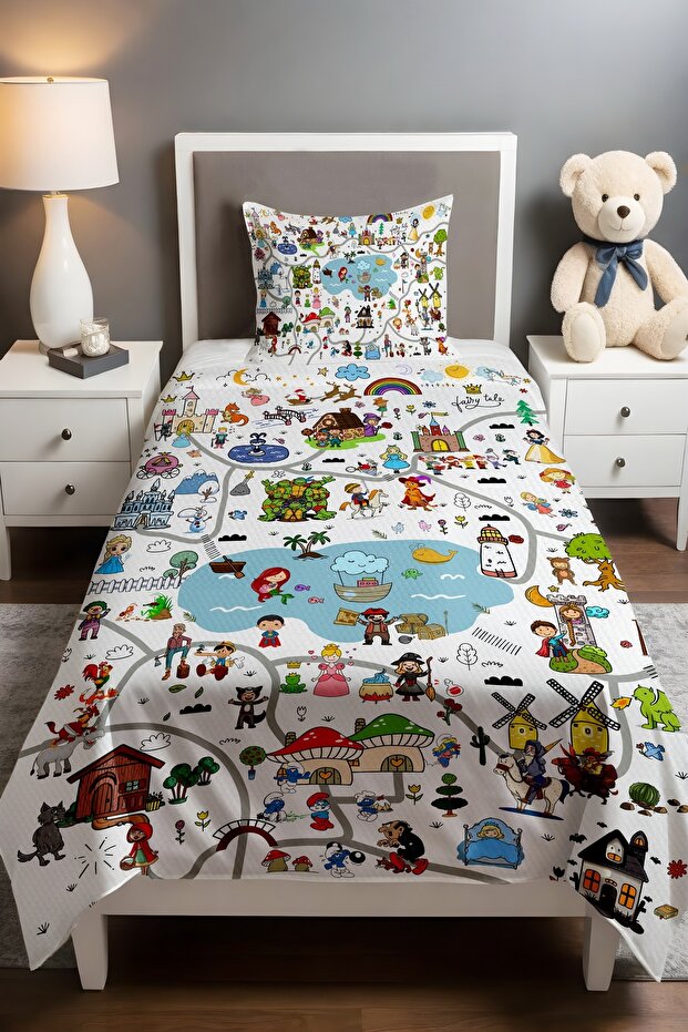 Fairy Tale Patterned Single Baby Child Pique Set