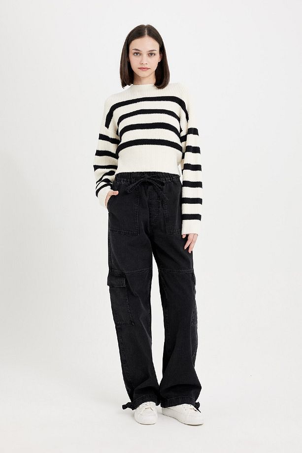 Regular Fit Çizgili Bisiklet Yaka Triko Kazak R1285az24cw - 2