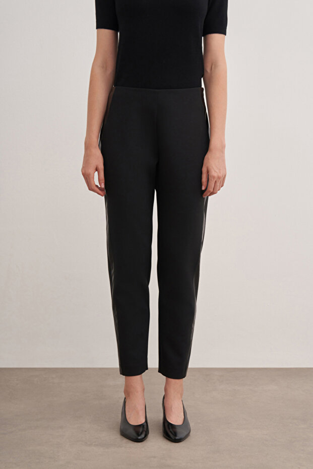 Deri Parçalı Pantolon - 3