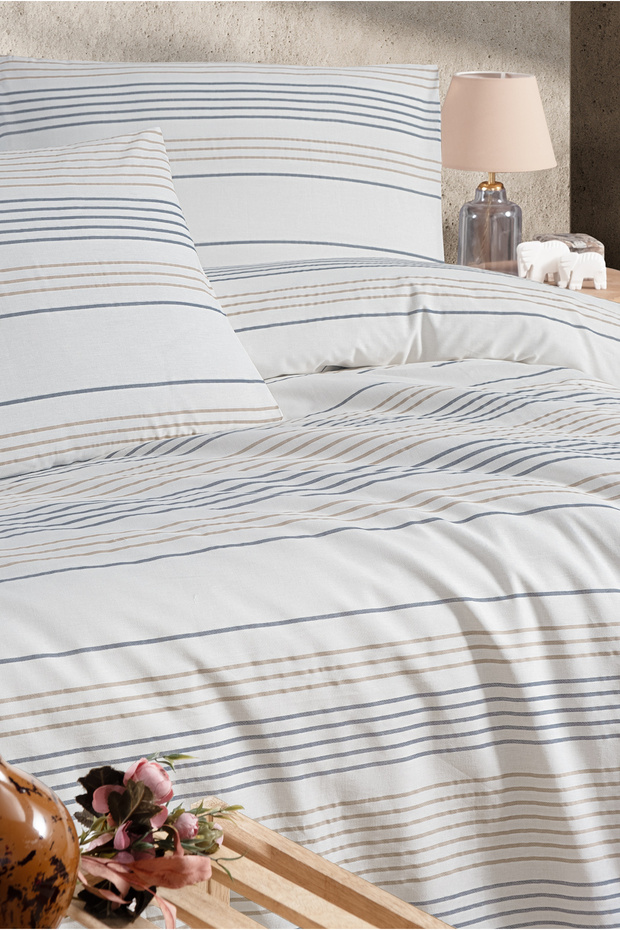 Eva Striped Cotton Duvet Cover - Single Set