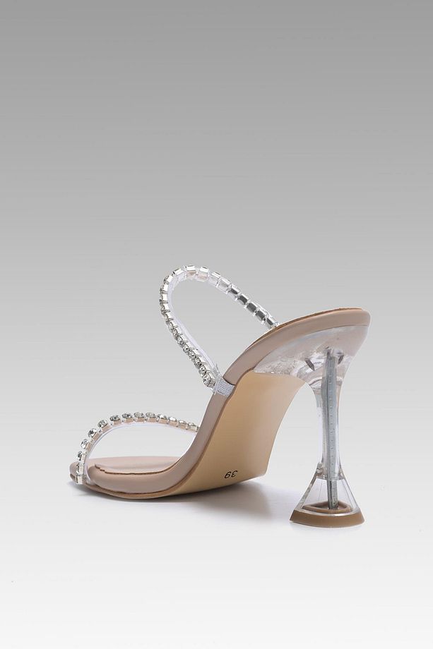 Kadın Nude Diamond Taş Detaylı Topuklu Terlik 8cm BYNDDİA01 - 7