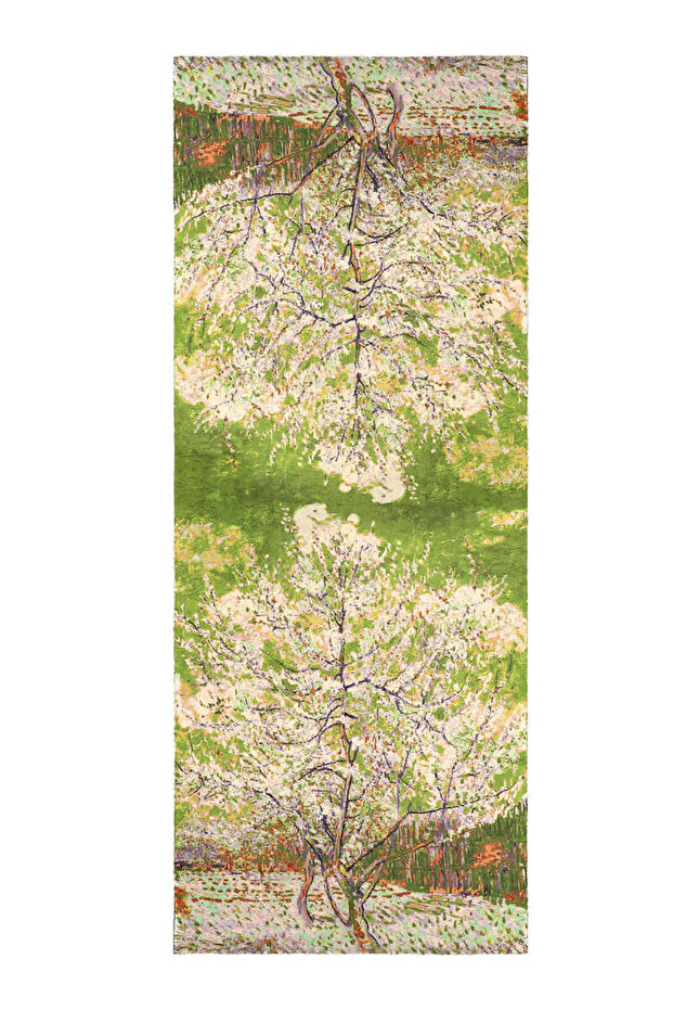 Green Peach Tree Pattern Winter Shawl - 4