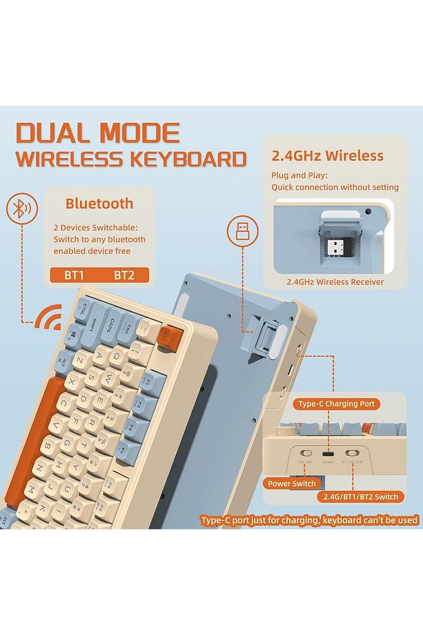 Freewolf M96 2.4g Bt5.0 Çift Bağlantılı Tft Led Ekranlı Reinbow Gaming Oyuncu Klavye - 3