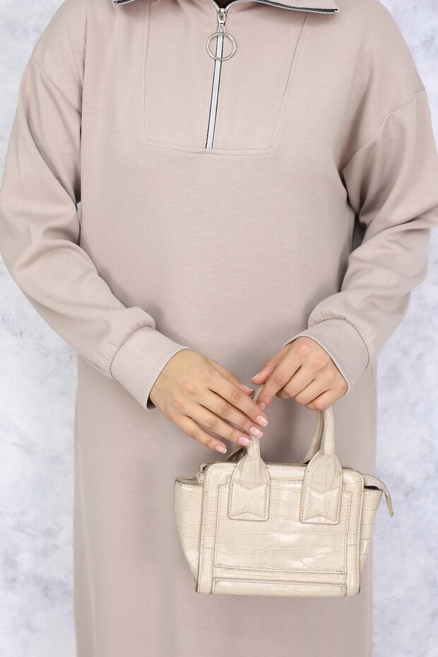 Basic Tesettür Elbise - Bej 2333 - 4