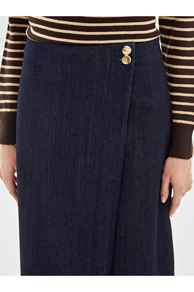 Lcwk Standart Fit Kadın Jean Etek - 3