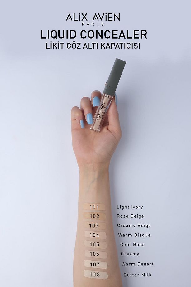 Likit Göz Altı Kapatıcısı - Orta Ten Soğuk Cilt Alt Tonu - Liquid Concealer 105 Cool Rose - 6