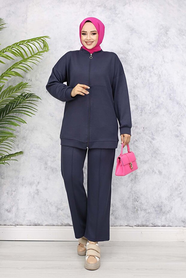 أنثراسايت 3344 - طقم بدلة مزدوج بسحاب - 1