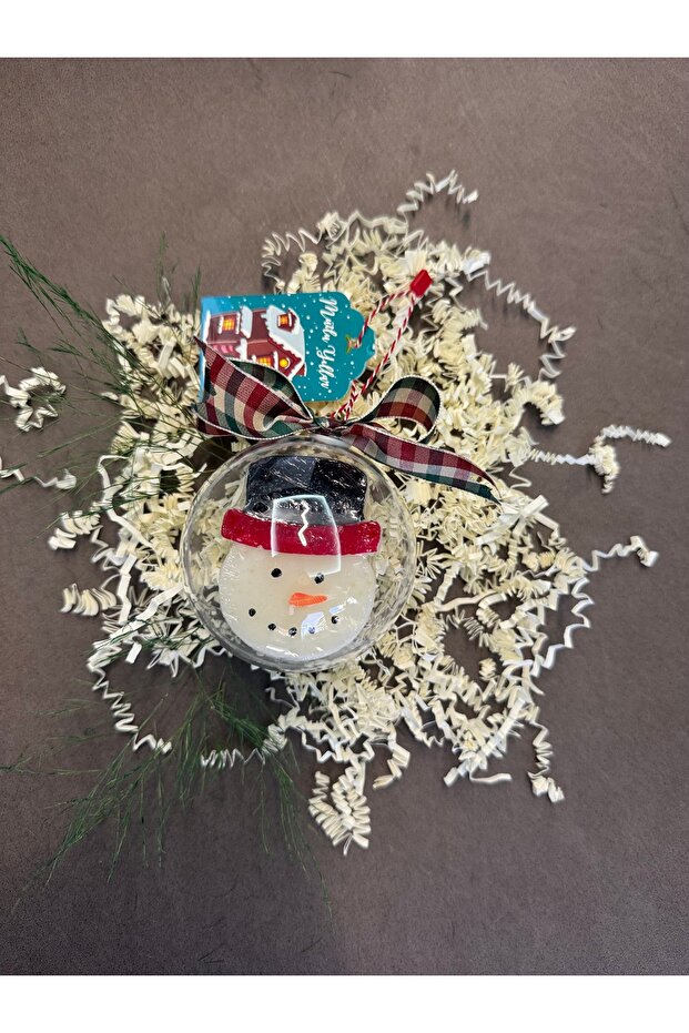 Snowman Candle Transparent Sphere Christmas Tree Ornament, New Year, Christmas Tree,