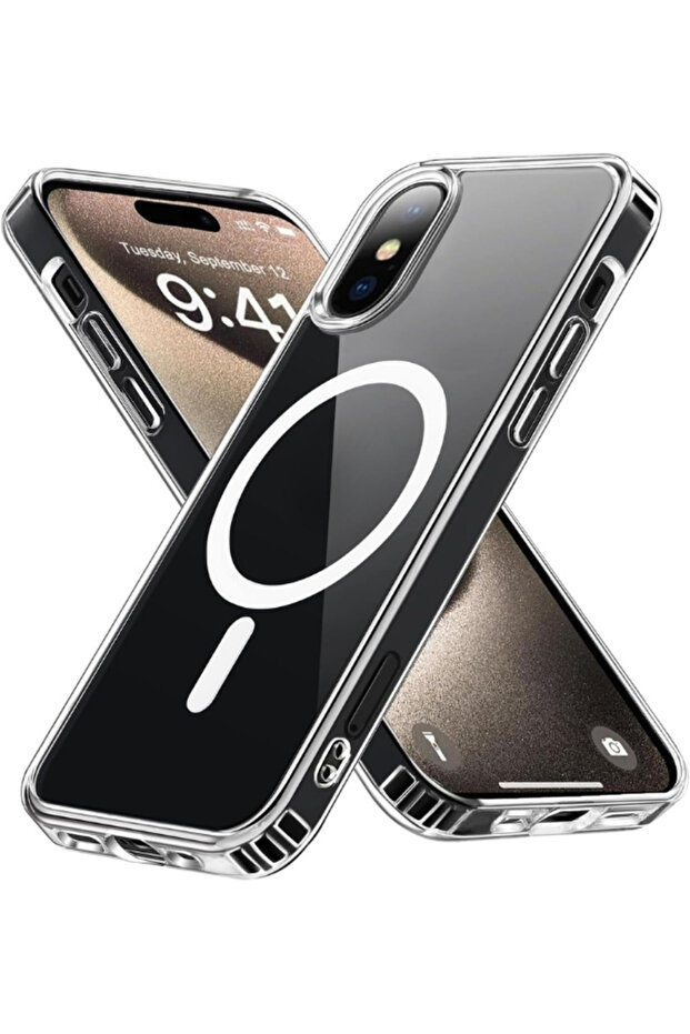 Iphone Xs Max Kılıf Magsafe Wireless Kablosuz Şarj Destekli Sert Silikon Şeffaf Kapak - 1