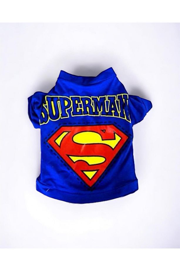 Mavi Superman Kedi Tişörtü Kedi Kıyafeti Kedi Elbisesi - 2