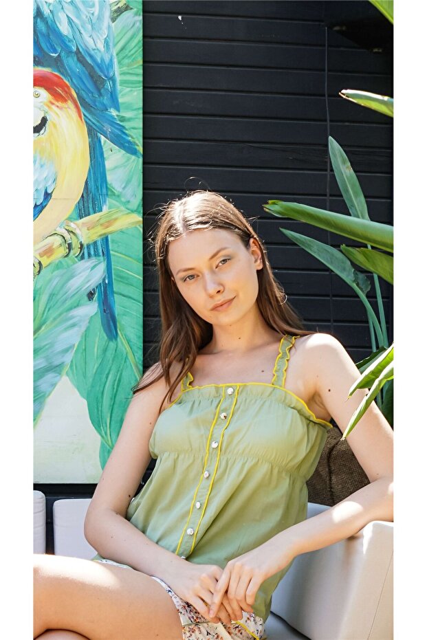 Women's Green Floral Shorts Suit 10020