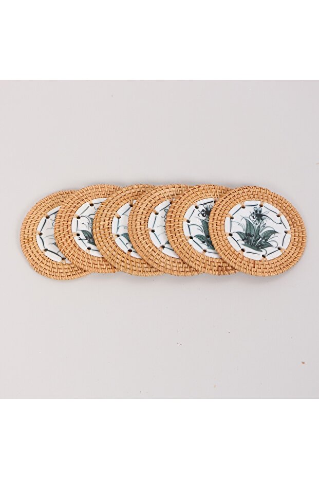 Rattan Çerçeveli 6 lı SET  Nihale & Masa veya Duvar Dekoru 12 cm - 2