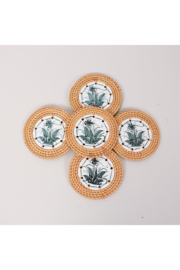 Rattan Çerçeveli 6 lı SET  Nihale & Masa veya Duvar Dekoru 12 cm - 3