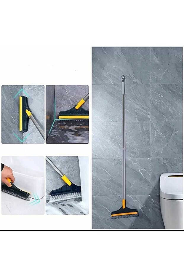 V-shape Cleaning Brush Floor Scrub Magic Broom With Long Handle And Squeegee Double Brush - 8