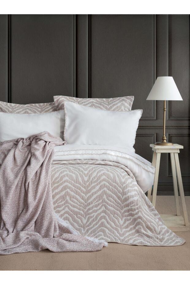 Çift Kişilik Londa Bej Timeless Yatak Örtüsü Prime Set - 1