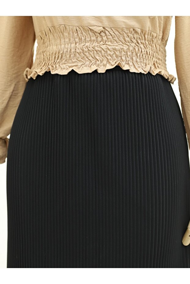 Pleťová sukně s elastickým pasem - černá - 2