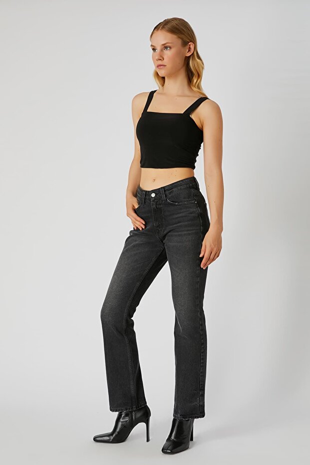 Düz paça jean pantolon - 1