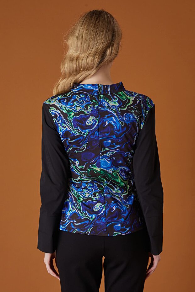 Soyut desenli bluz - 7