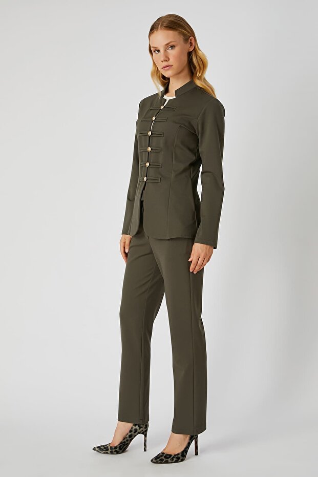 Düğme detaylı örme ceket - 5