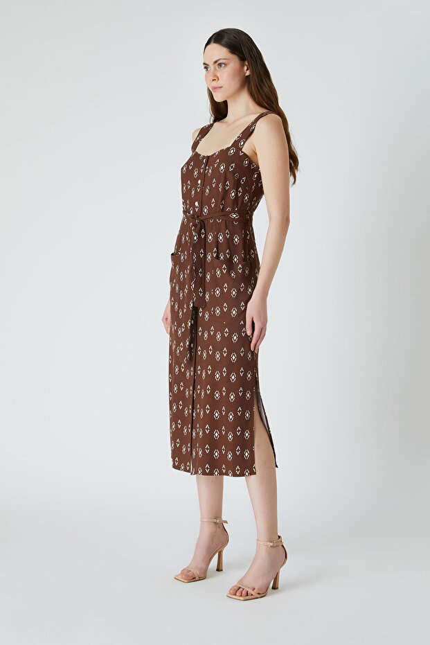 Desenli viskon elbise - 1