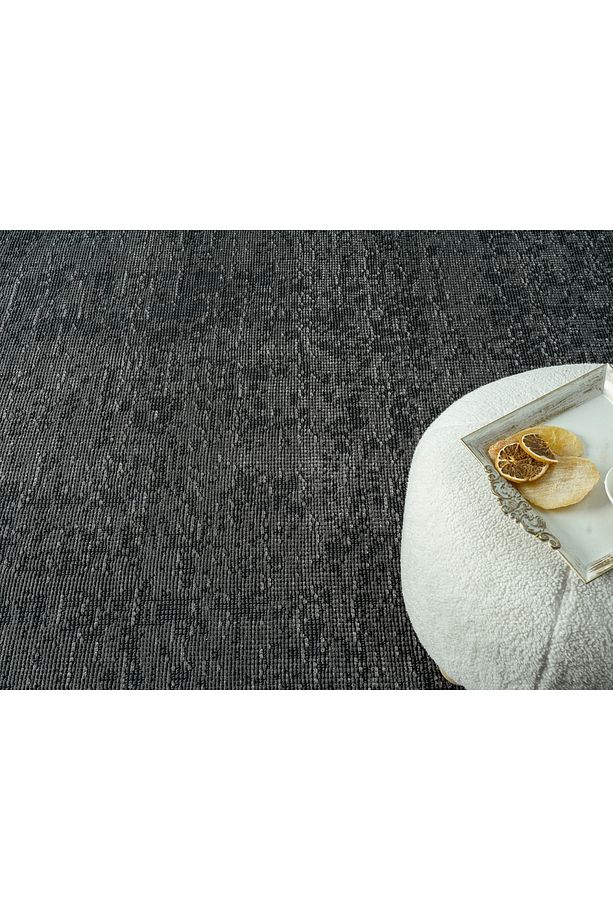 Aura Pixel Antrasit Grey- Pamuk Tabanlı Yıkanılabilir Şönil Kilim - 5